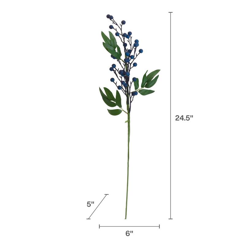 Elements Set of 6 Artificial Blueberry Branch, 25 Inch - N/A