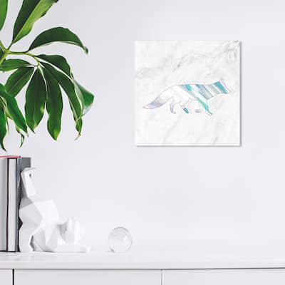 Wynwood Studio Canvas Animals Fox Holo and Marble Gray and Light Gray Modern & Contemporary Wall Art Canvas Print