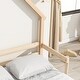 preview thumbnail 6 of 7, Full Size Montessori Floor Bed with Handrails for Kids, Wooden House-Shaped Headboard Floor Bed Frame with Wood Slats Support