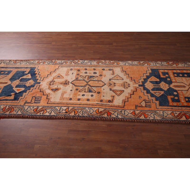 Handmade Transitional Oushak Turkish Vintage Runner Rug - 3'8"x 12'4"