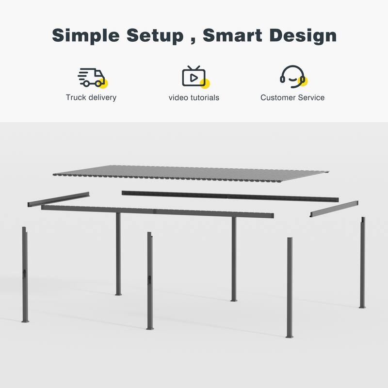 Patio Louvered Pergola with Adjustable Roof, Aluminum Steel Pergola