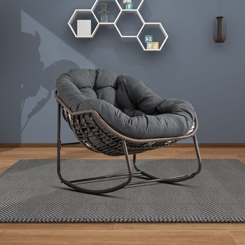 Modern Classic Egg Rocking Chair, Indoor/Outdoor Use - Grey