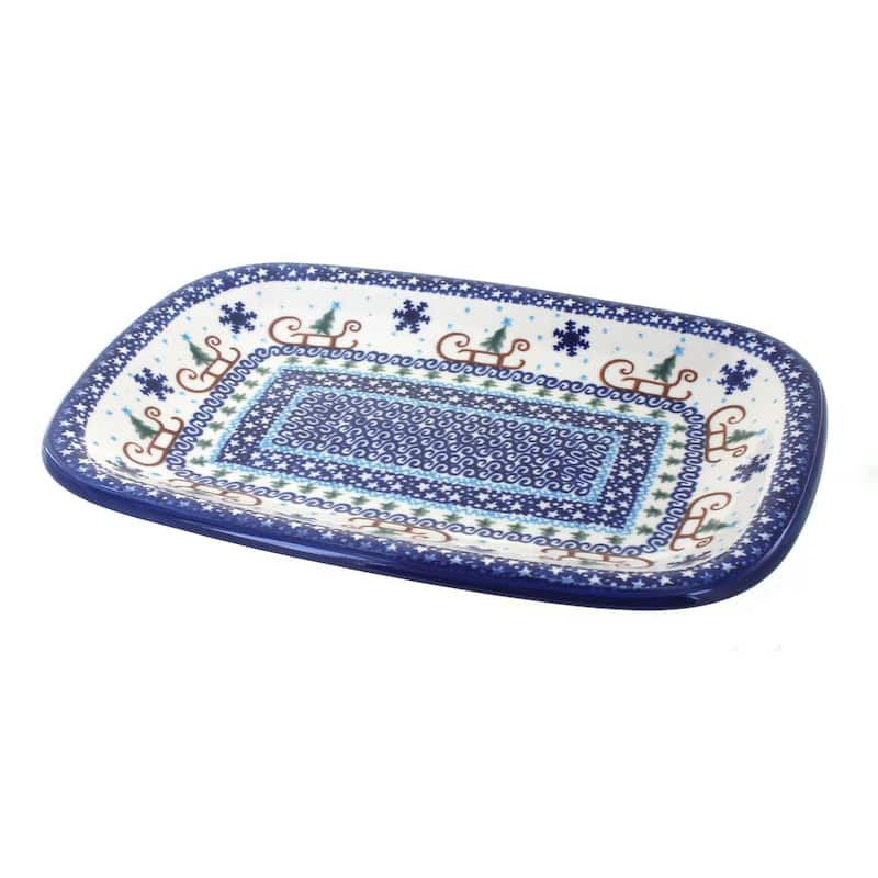 Blue Rose Polish Pottery 120 Vena Medium Rectangular Serving Platter - Noel Nights