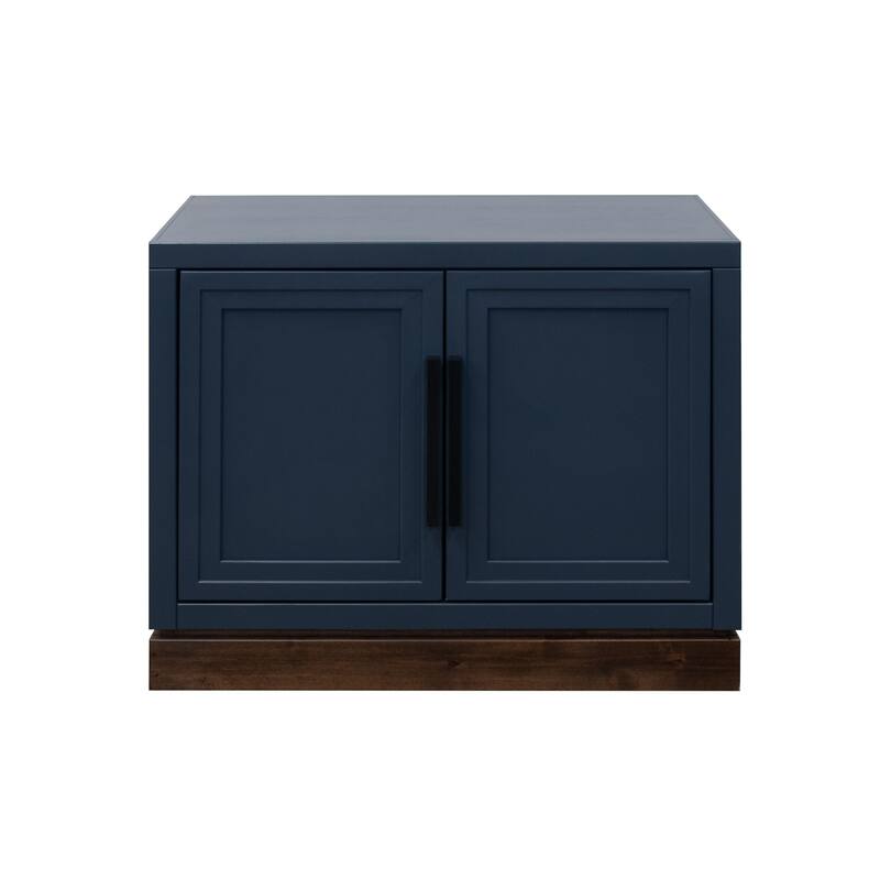 Bridgevine Home Nora Modular 2-Door Base Cabinet, No Assembly Required, Two-Tone Finish - Blue Denim and Whiskey