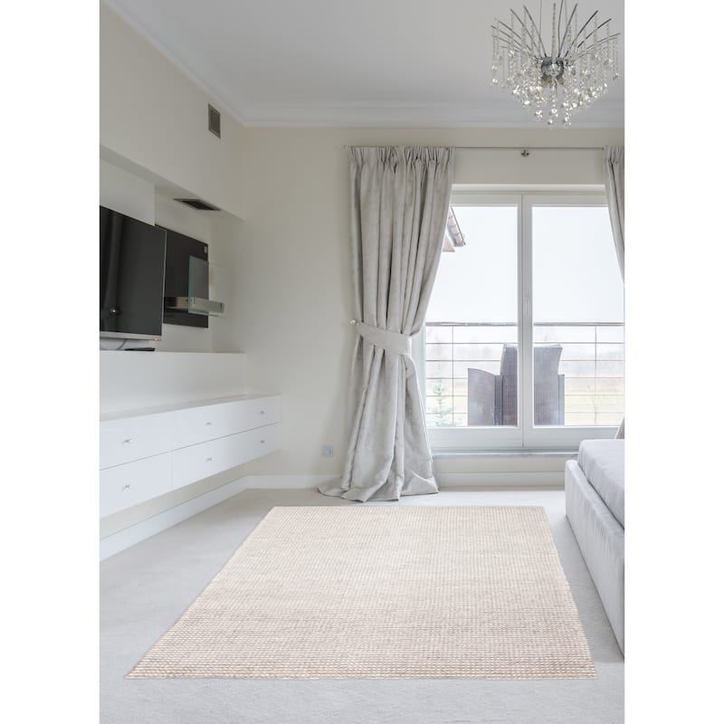 ECARPETGALLERY Braid weave Sienna Taupe Wool Rug - 5'0 x 8'3