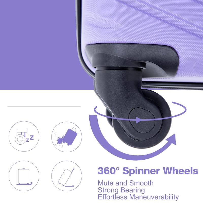 4-Piece, Modern Lightweight Luggage with Swivel Wheels and TSA Lock, for Boarding Travel, Light Purple