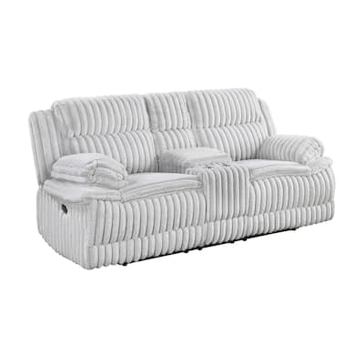Rexy Manual Recliner Loveseat w Console, Light Gray Corduroy, 85 Inch