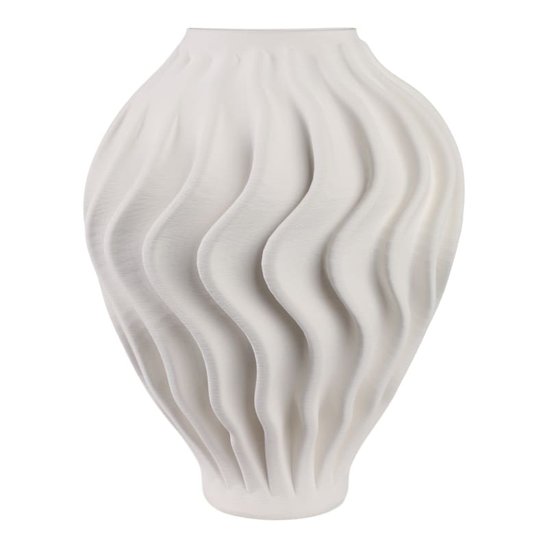 Porcelain Sculptural Vase with Textured Wave Design Modern Form