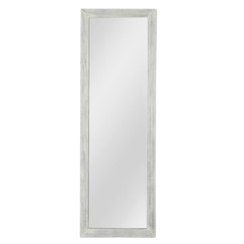 Brushed Wooden Mirror - 21.3" W x 1.2" D x 64.2" H - White