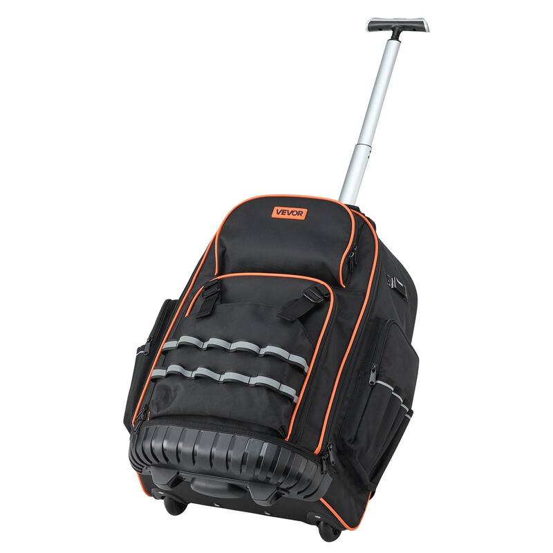 Heavy Duty Rolling Tool Bag with 72 Pockets for Easy Organization - 17.7 x 10.82 x 22 in