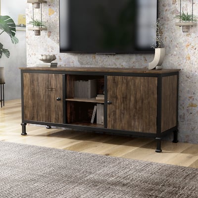 Dele Rustic Oak 60-inch Wood Multi-functional Storage TV Console by Furniture of America