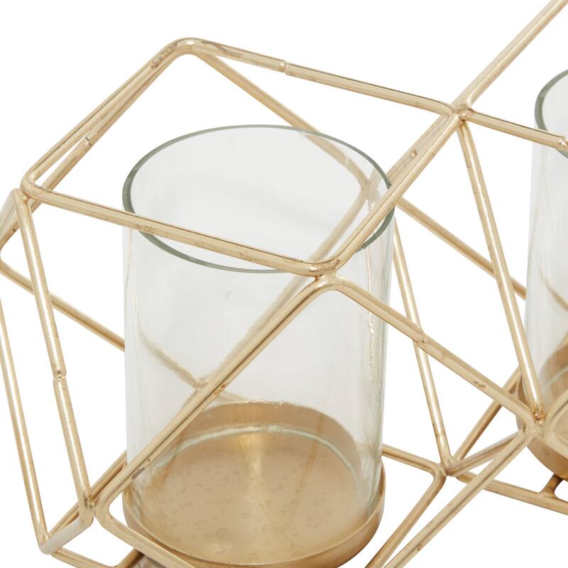Gold Metal Modern Candle Holder 5 x 15 x 5 - 15 x 5 x 5