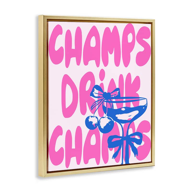 Stupell Champs Drink Champagne Framed Floater Canvas Wall Art Design By House of Lulu
