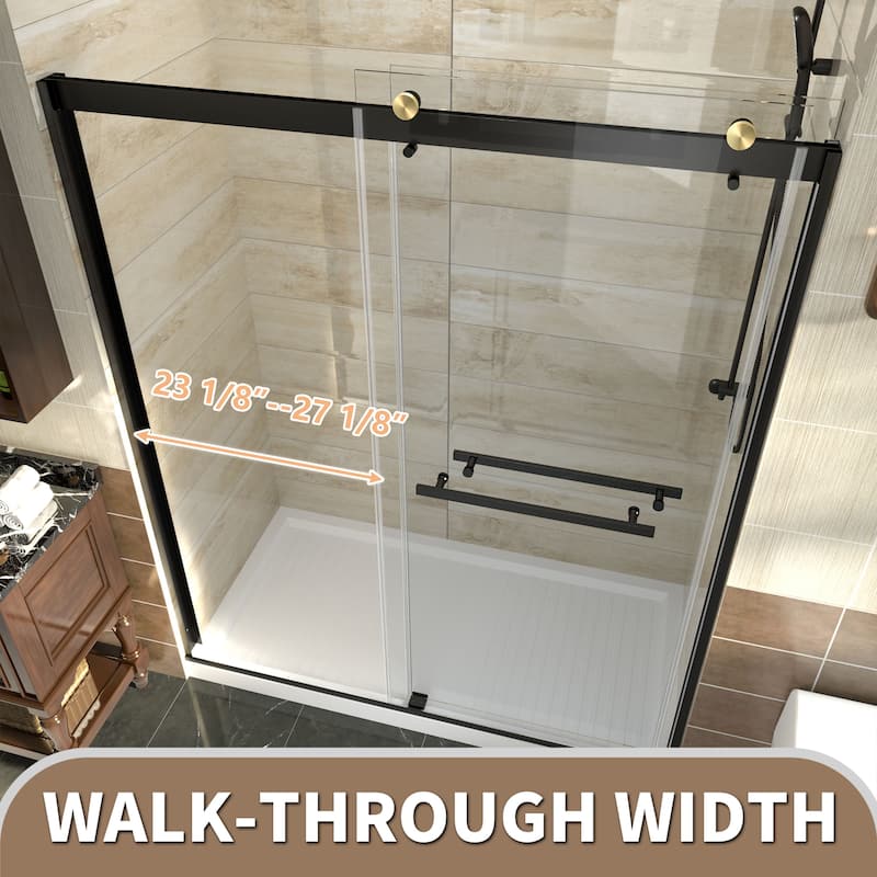 56-60" x 74" Frame Double Sliding Shower Tub Door with SGCC tempered Glass in Black - 60*74