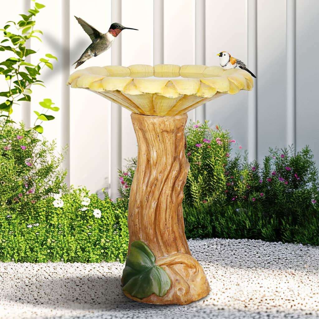 Kahiau 24.4'' H Concrete Bird Bath - 24.4'' H X 19.6'' W X 19.6'' D