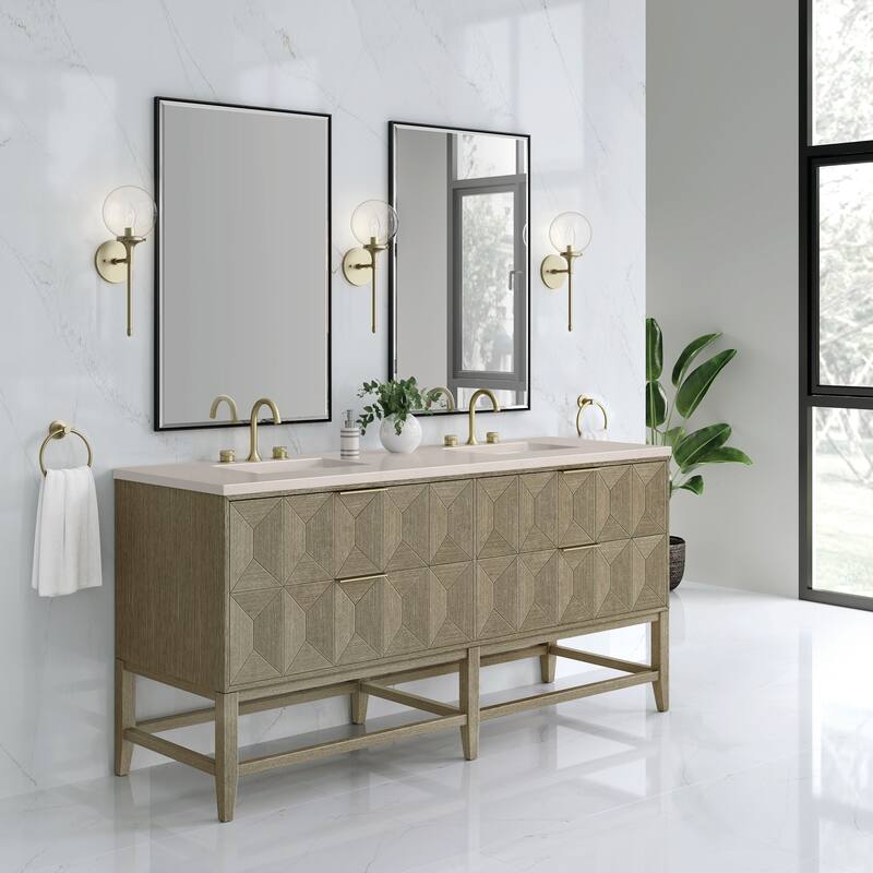 James Martin Vanities Emmeline 72" Double Vanity, Pebble Oak