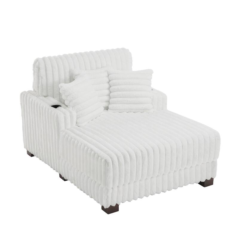 42"W Upholstered Chaise Lounge Sofa Bed with Pillow and Cup Holder