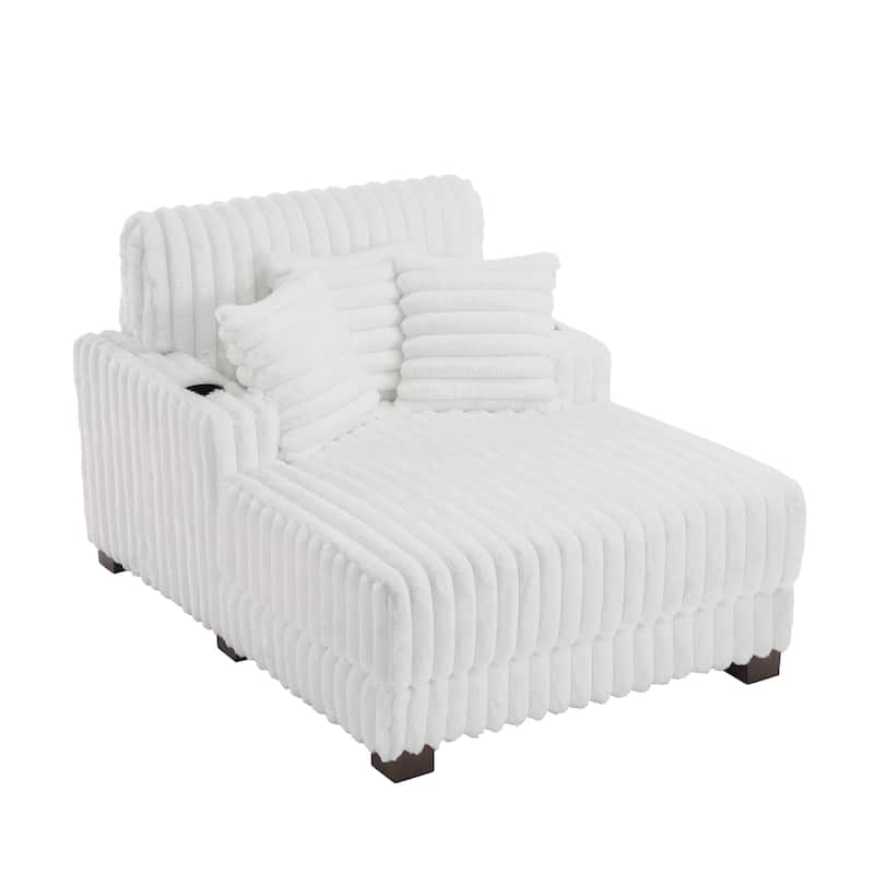 Modern Upgraded Plush Fabric Sofa Chaise Lounge with Pillows