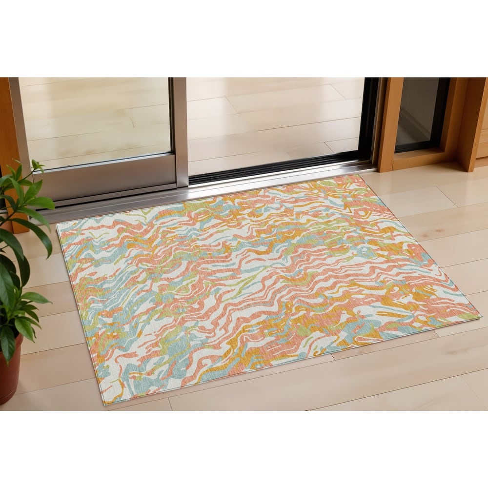 HomeRoots Abstract Transitional Rectangle Outdoor Rug