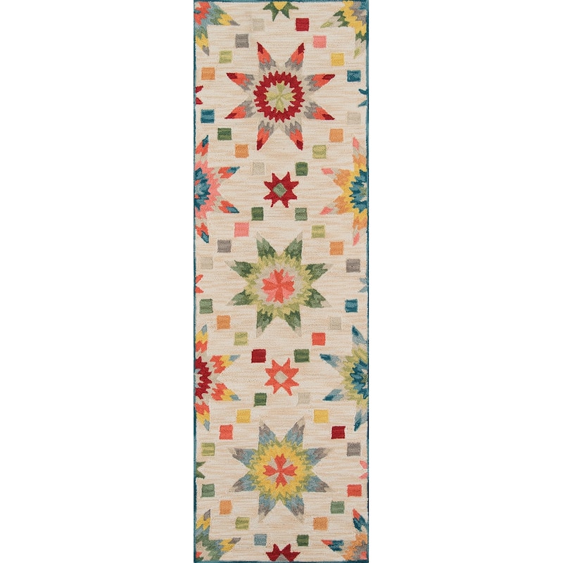 Momeni Summit Hand Hooked Polyester Geometric Area Rug - 2'3" x 7'6" Runner - Multi