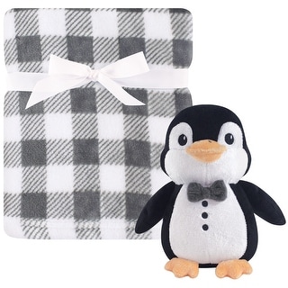 Hudson Baby Infant Boy Plush Blanket with Toy, Mr. Penguin, One Size - Mr. Penguin - One Size