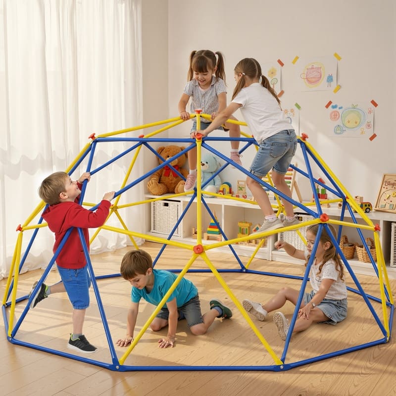 10FT Geometric Climbing Dome Climber Playground for Kids 3-10, Climbing Toys for Kids - N/A