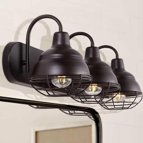 Cora 24.5" 3-Light Industrial Farmhouse Iron LED Vanity, Oil Rubbed Bronze by JONATHAN Y - 3 Light
