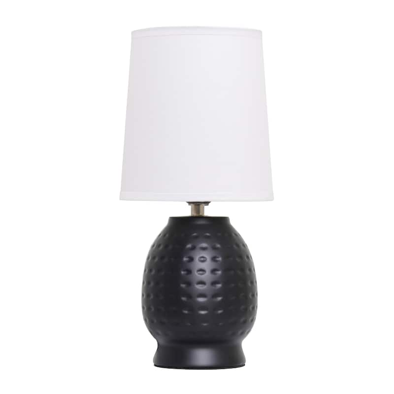Ceramic Table Lamp with Fabric Shade for Small Spaces - 6 x 6 x 13 in. (L x W x H) - Black