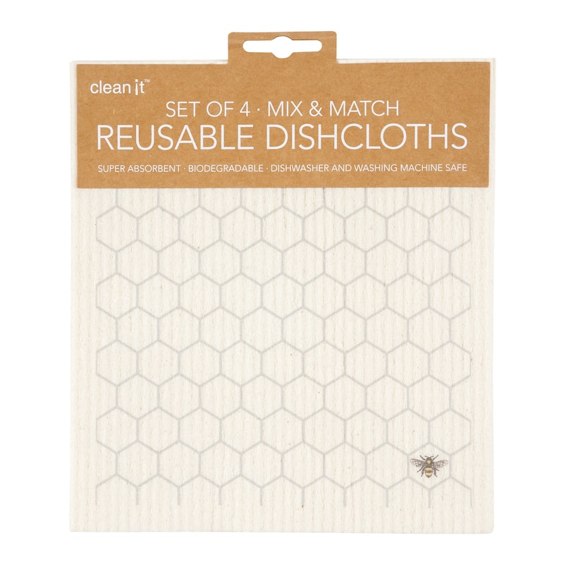 KAF Home Clean It Mixed Swedish 4-Piece Dish Cloths