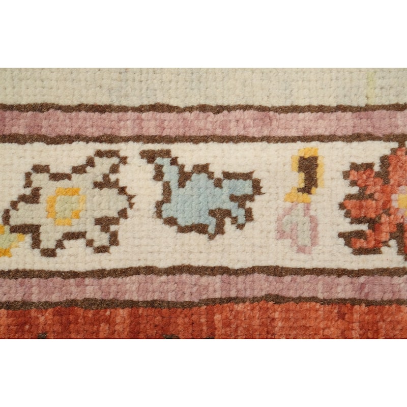 Hand Knotted Oriental 100% Wool Carpet Transitional Medallion Oranges & Rust Oushak Area Rug - 9' 11'' X 8' 3''
