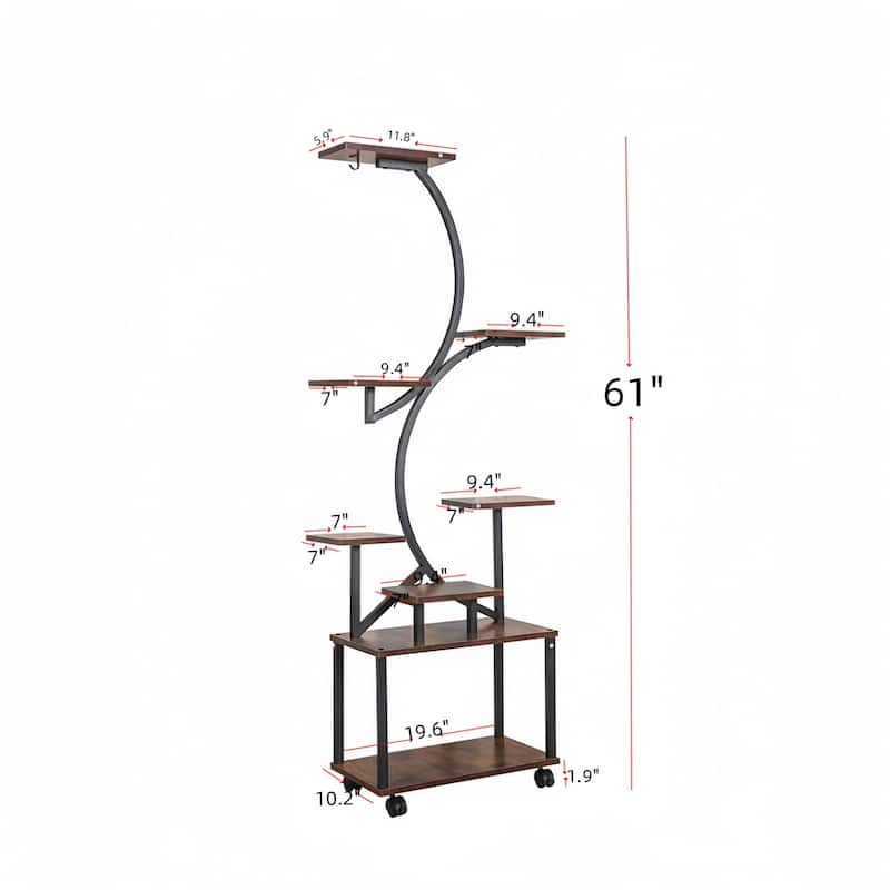 Plant Stand Indoor with Grow Lights, 8 Tiered Indoor Plant Shelf, Metal Plant Flower Holder Stand,S-Shaped Plant Rack for Home