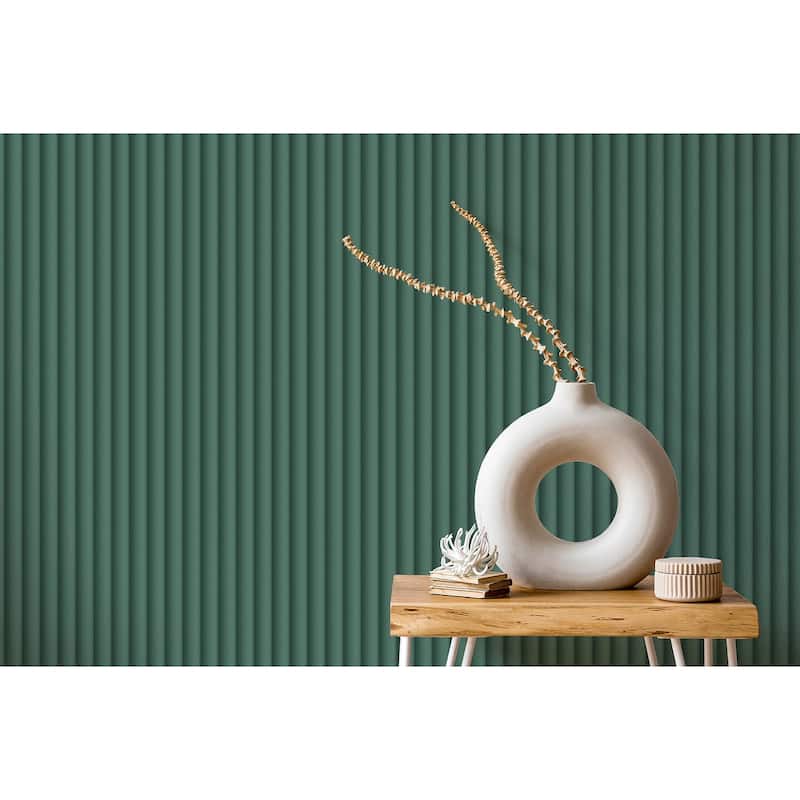 Fine Decor Raiden Sea Green Ribbed Panel Wallpaper - N/A
