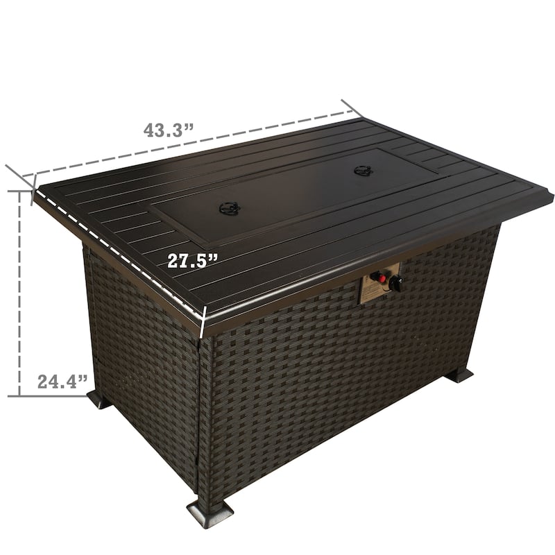 Kozyard 50,000 BTU Outdoor Wicker Patio Propane Gas Fire Pit Table