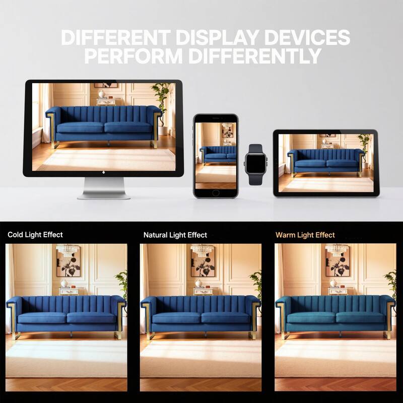 Velvet Sofa Couch for Living Room, Modern Loveseat Couch with Gold Accents, Apartment Chesterfield Sofa