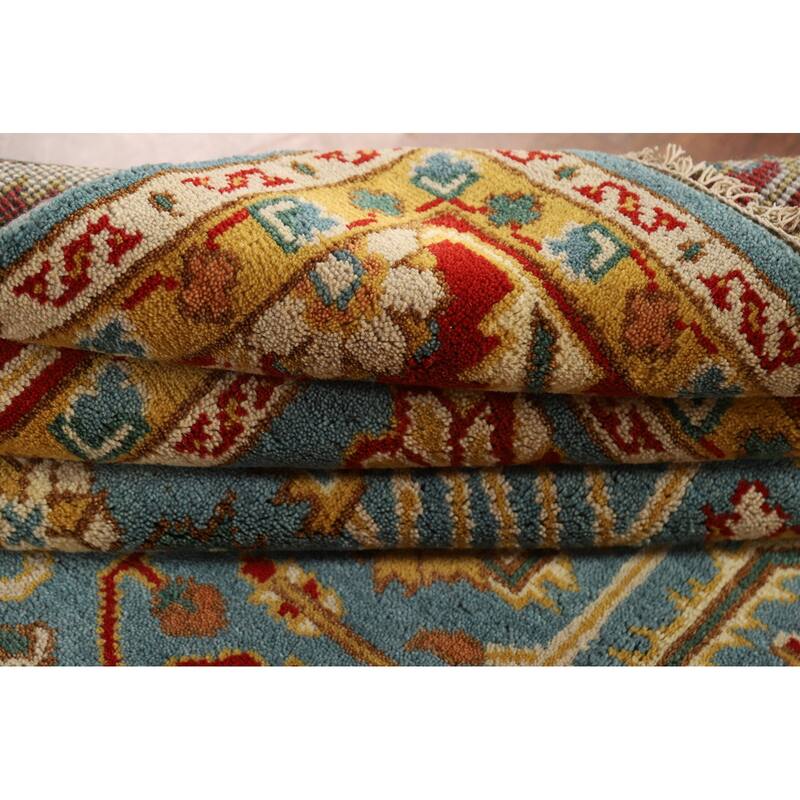 Light Blue Heriz Serapi Oriental Area Rug Handmade Wool Carpet - 8'10" x 11'11"