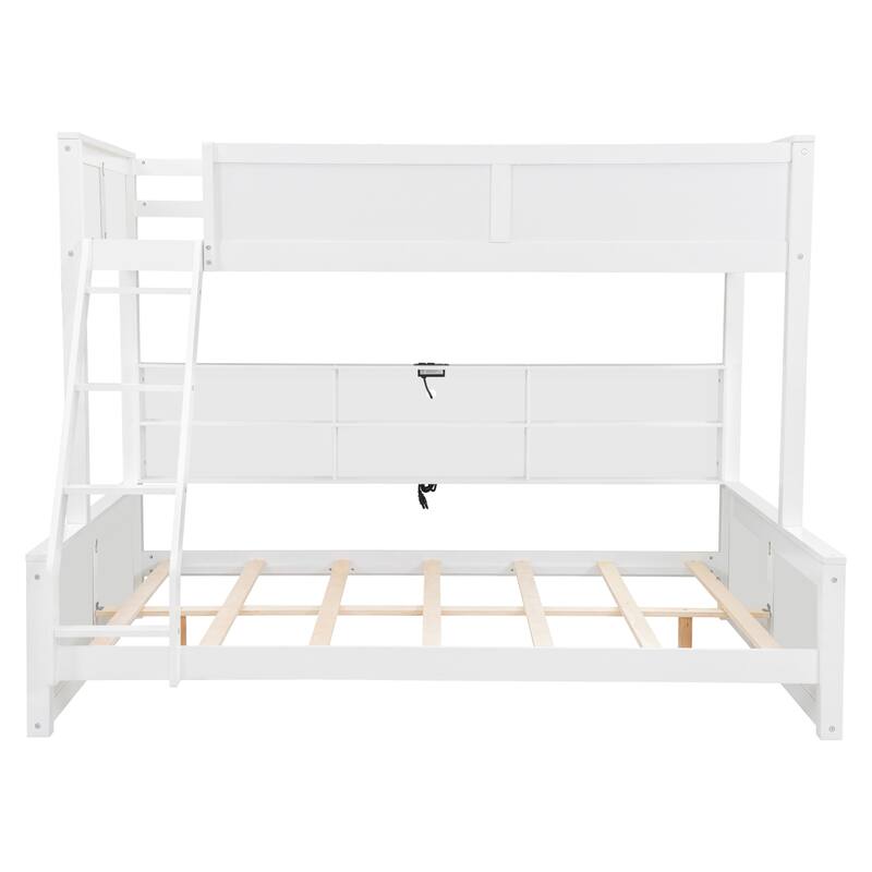 Bunk Bed with Storage Cabinets and USB Ports, Full XL over Queen or Twin XL over Queen