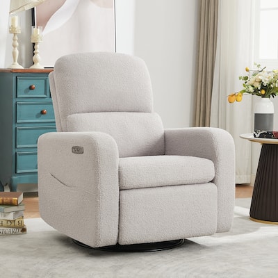 Swivel Power Recliner Chair Teddy Nursery Glider Rocking Recliner