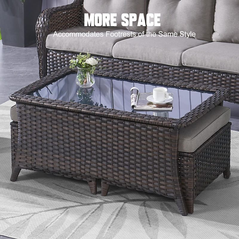 Elegant Wicker Outdoor Coffee Table with Storage