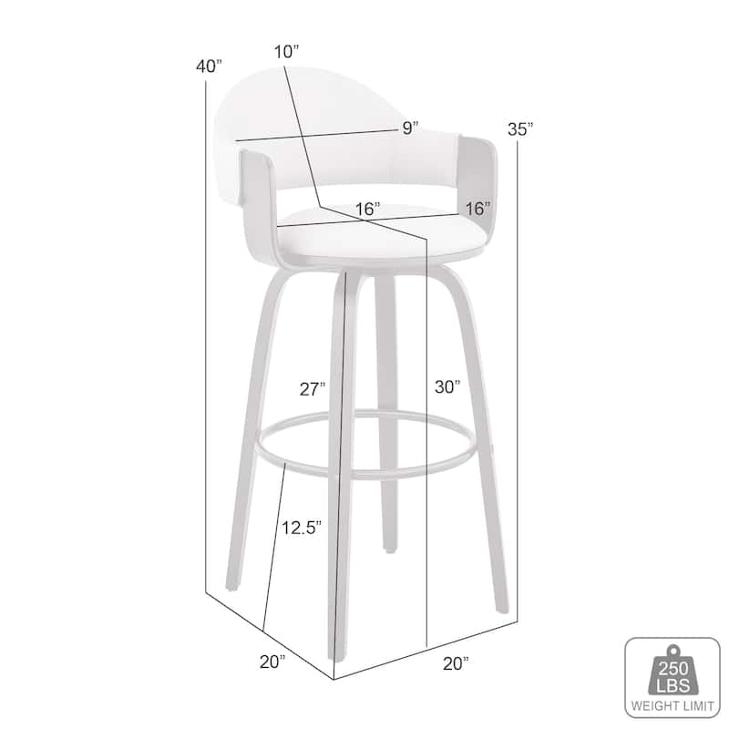 Daxton Mid-Century Swivel Bar Stool, Upholstered Counter Chair with Bentwood Legs