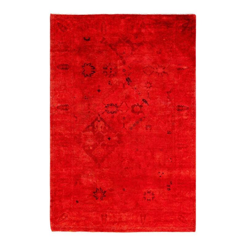 Overdyed, One-of-a-Kind Hand-Knotted Area Rug - Pink - 4' 2" x 6' 3"