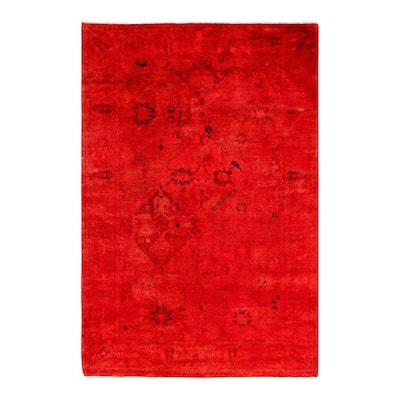 Overdyed, One-of-a-Kind Hand-Knotted Area Rug - Pink - 4' 2" x 6' 3"