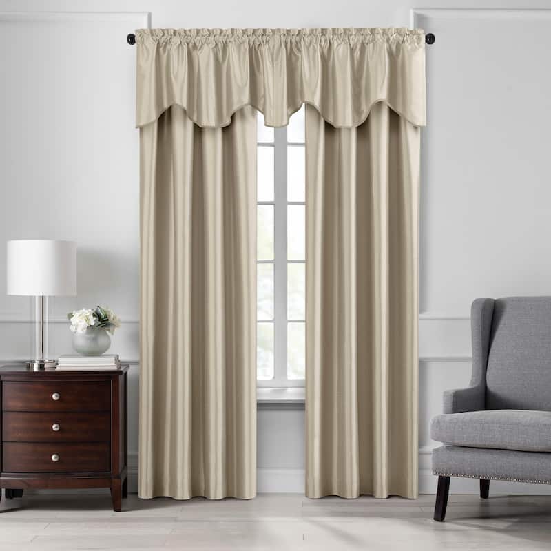Gracewood Hollow Foster Faux Silk Scalloped Window Valance - 50"x21"