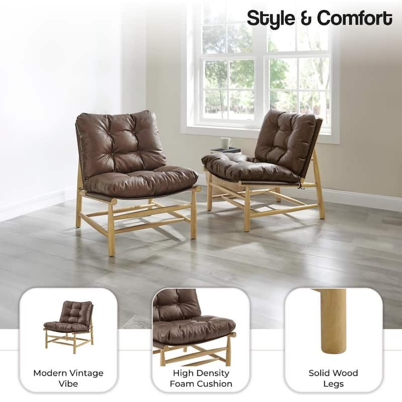 NPD Furniture Oswald Faux Leather Tufted Accent Chair