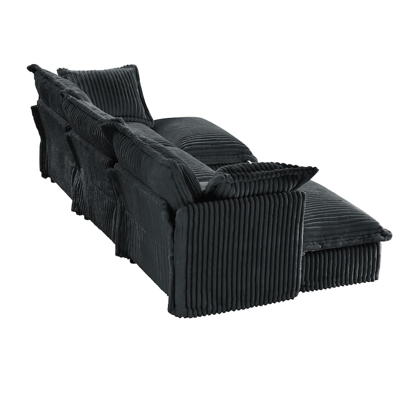 Upholstered Sofa for Living Room, U-Shaped Modular Sectional Sofa, Deep Seat 3-Seater Couch with Multiple Cushions for Apartment