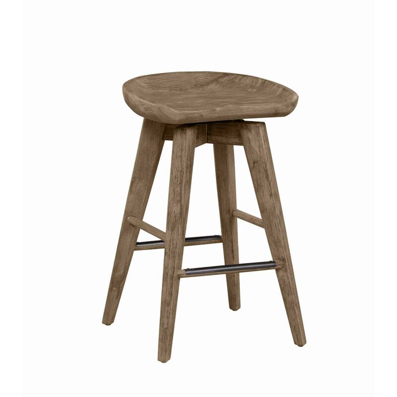 Bali Backless Wood Swivel Indoor Barstool