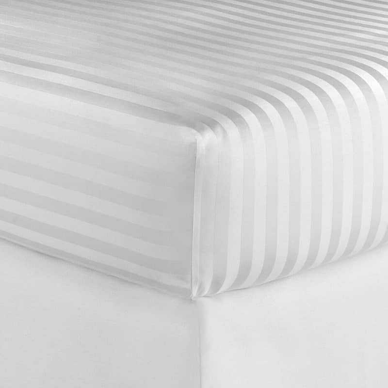 Home Sweet Home Dream Striped 1200 TC Egyptian Cotton Deep Pocket Bed Sheet Set - White - Queen