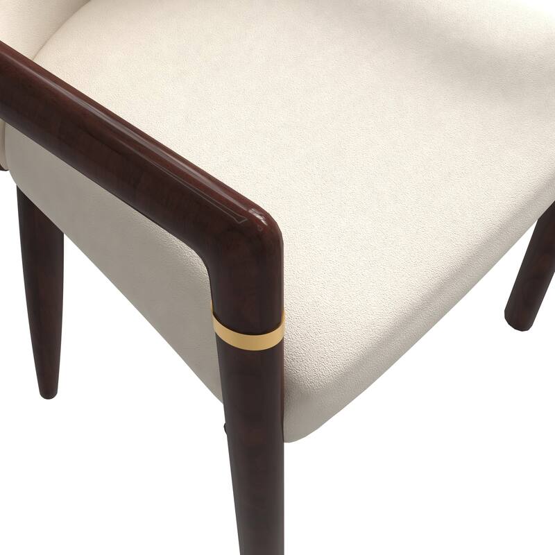 LeisureMod Modern Leather/Velvet Dining Chair - Elegant Armchair in Rubberwood with Gold Accents for Home Furniture