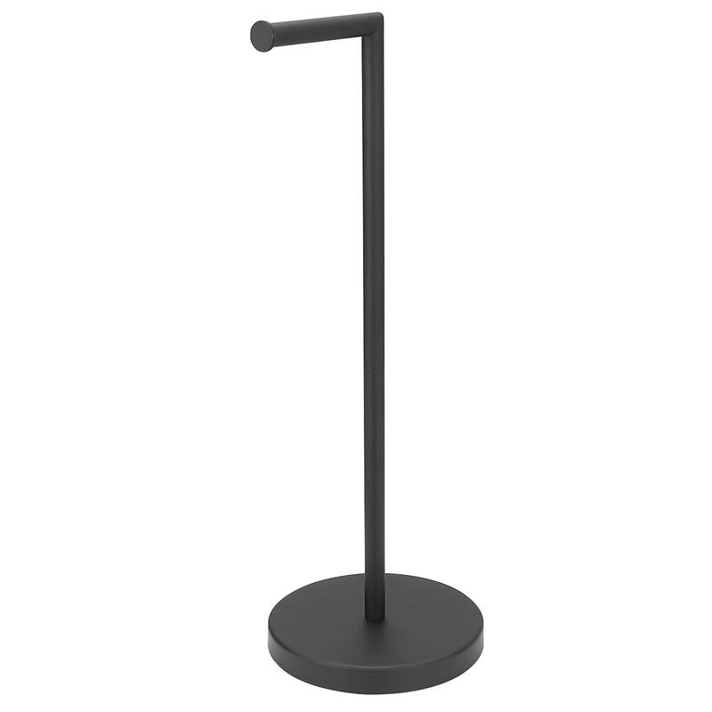 Round Freestanding Toilet Paper Holder with Stainless Steel Base - Matte Black