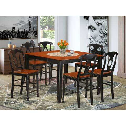East West Furniture Modern 7-piece Counter Height Pub Set in Black and Cherry Finish - N/A