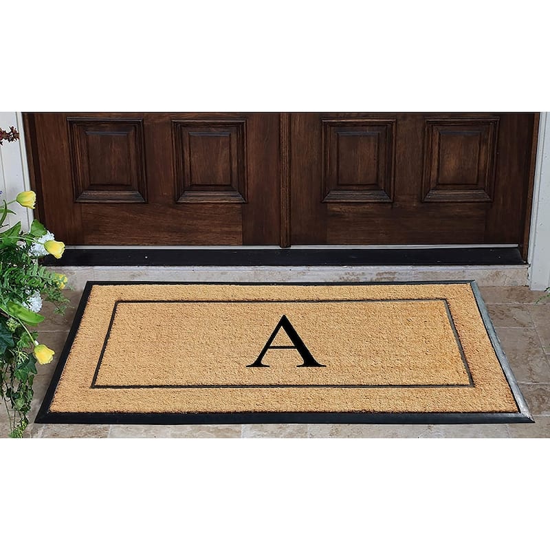A1HC Natural Coir & Rubber Large Monogrammed Door Mat 30"x60"